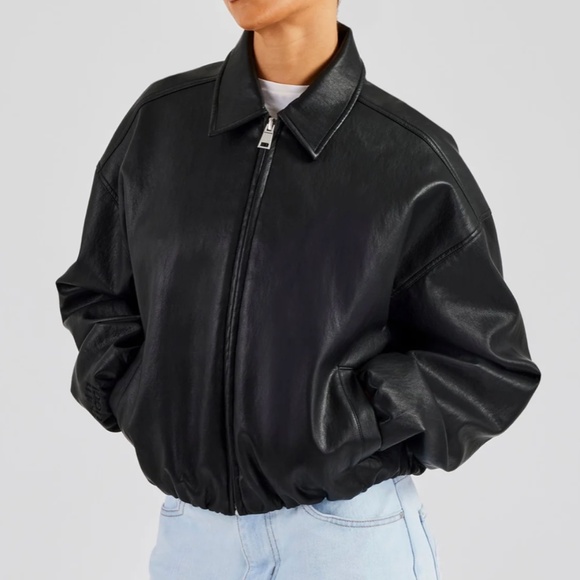 Cernucci Oversized Collared PU Bomber – Black XS NWT - Picture 2 of 6